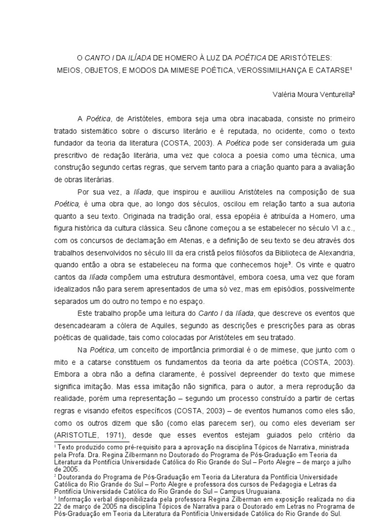 Ilíada de Homero e sua problemática teórica. História da Ilíada