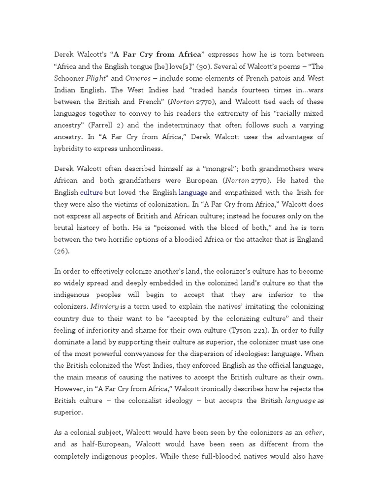 A Far Cry From Africa Pdf Colonialism Indigenous Peoples