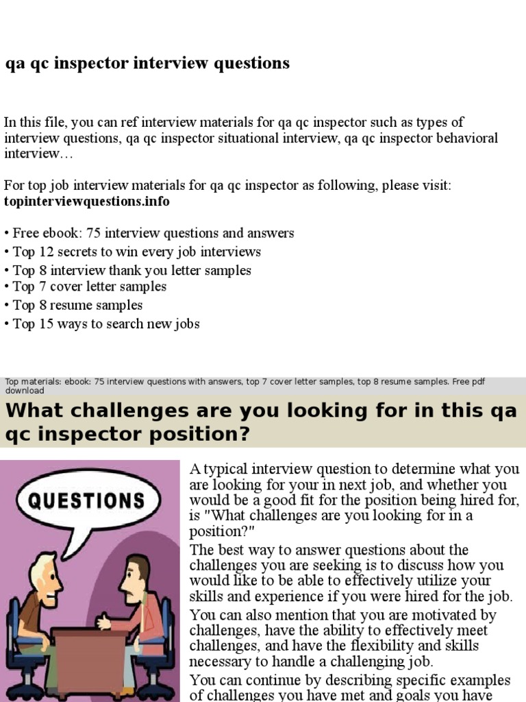 Qaqc Inspector Interview Questions | PDF | Job Interview | Interview