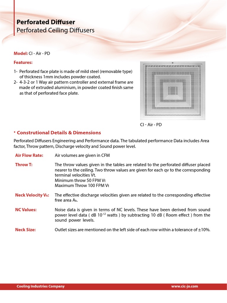 Perforated Ceiling Diffuser Specs | PDF | Science & Mathematics | Computers