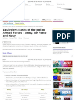 Equivalent Ranks of The Indian Armed Forces - Army, Air Force and Navy