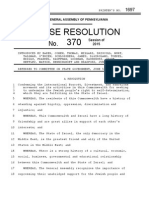 House Resolution 370: The General Assembly of Pennsylvania