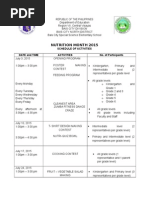 Activity Design Nutrition Month Educational Stages Behavior Modification