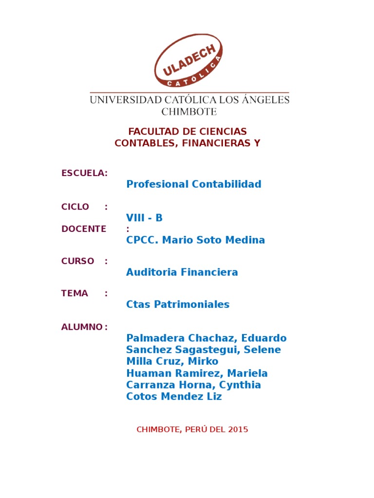 Auditoria de Cuentas Patrimoniales