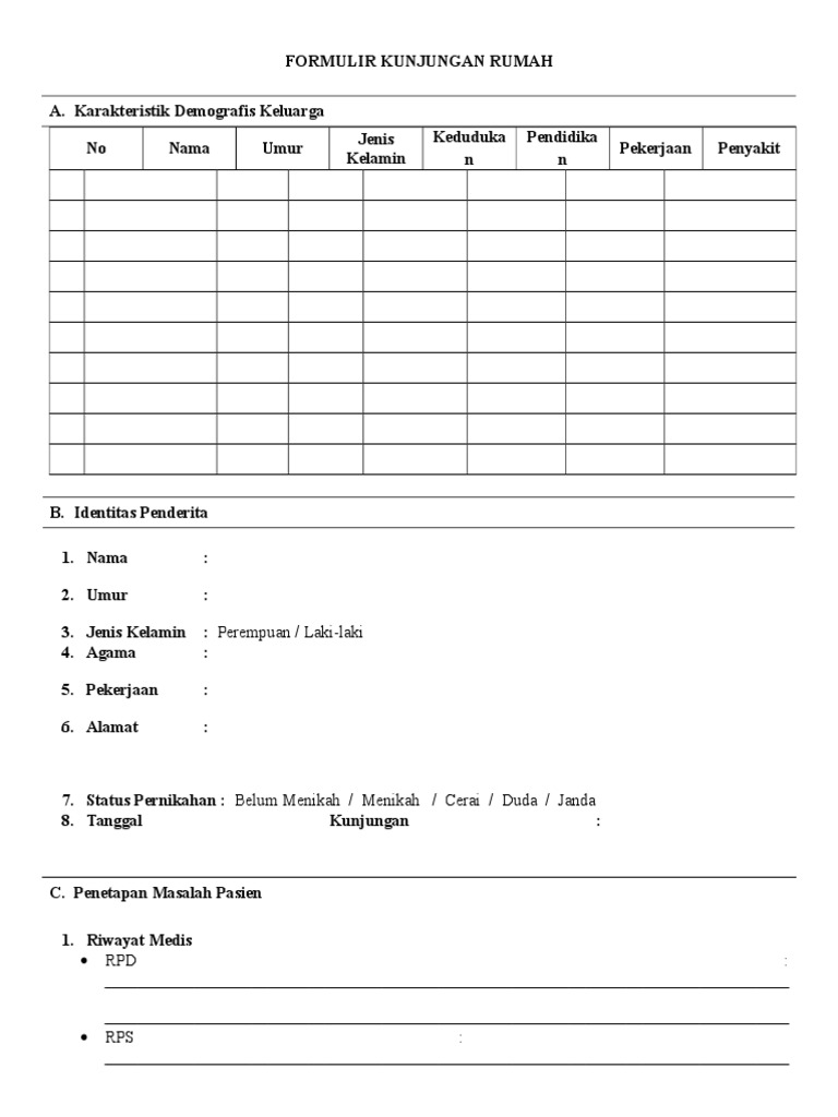 Format Kunjungan Rumah Kader Posyandu | PDF | Kesehatan Holistik | Gaya ...
