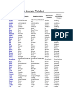 Common English Irregular Verb List
