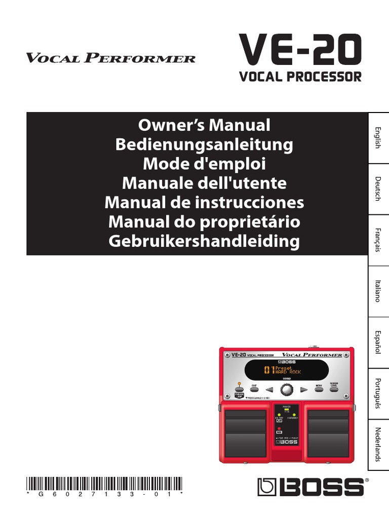 Boss Ve20 Manual PDF Microphone Sound