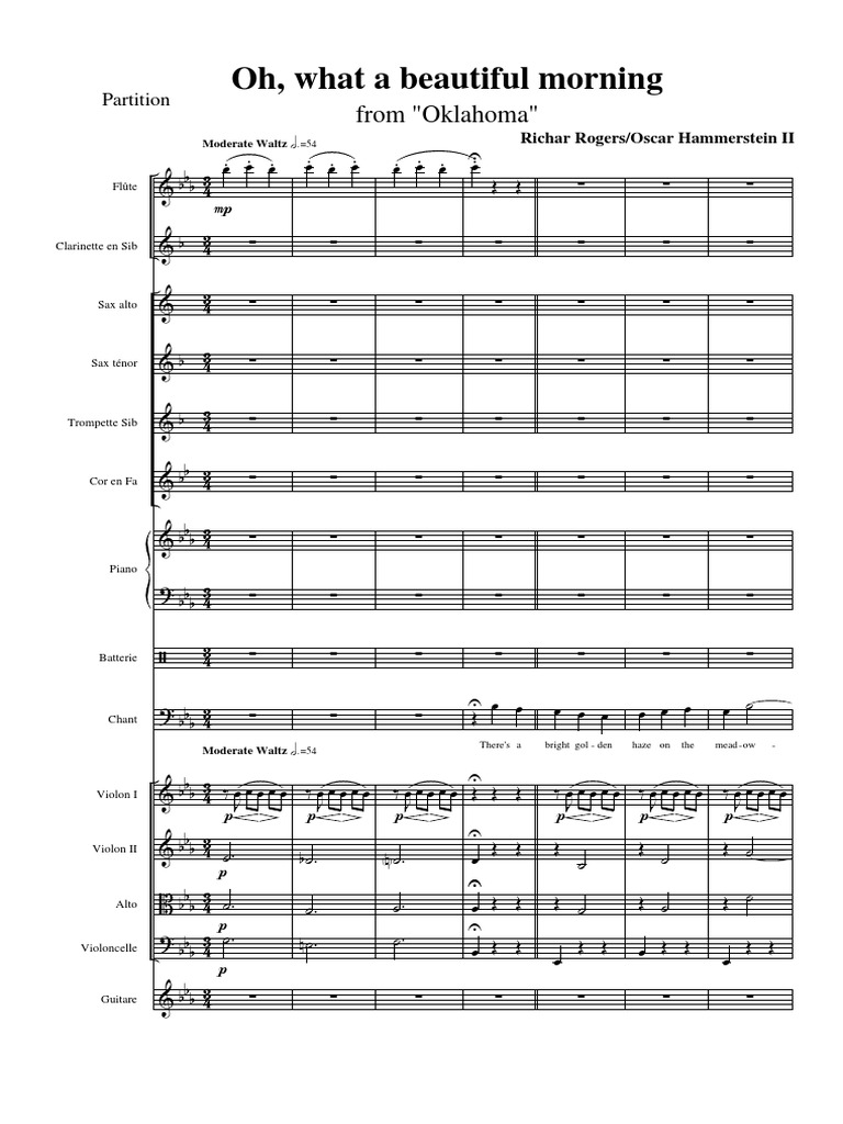 Oh What A Beautiful Morning Orchestre Cor Eb Conduct Anches Le Jazz