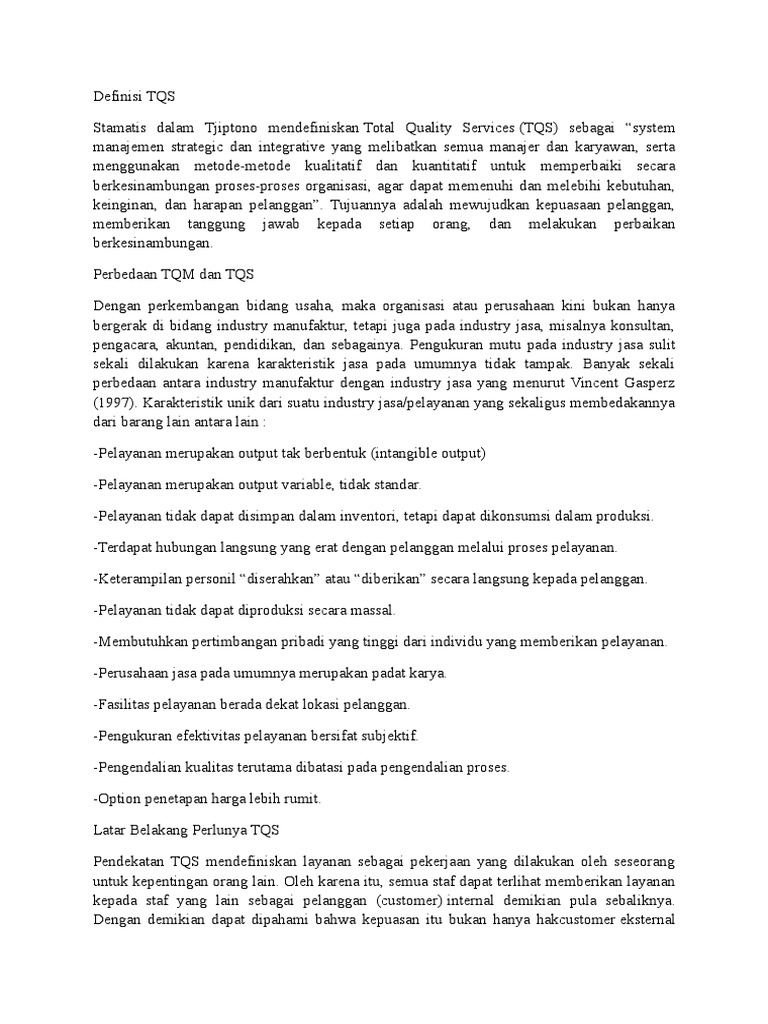 TQS: Manajemen Layanan Berkualitas | PDF