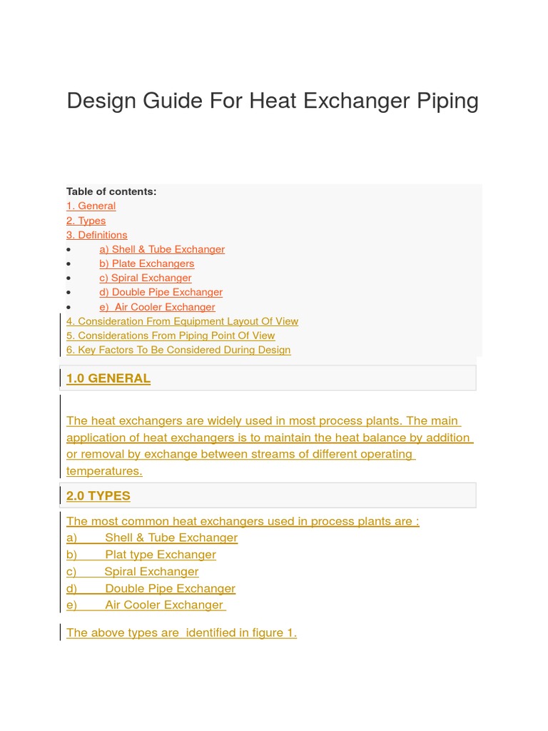 Heat Exchanger Piping Design | PDF | Heat Exchanger | Pipe (Fluid ...