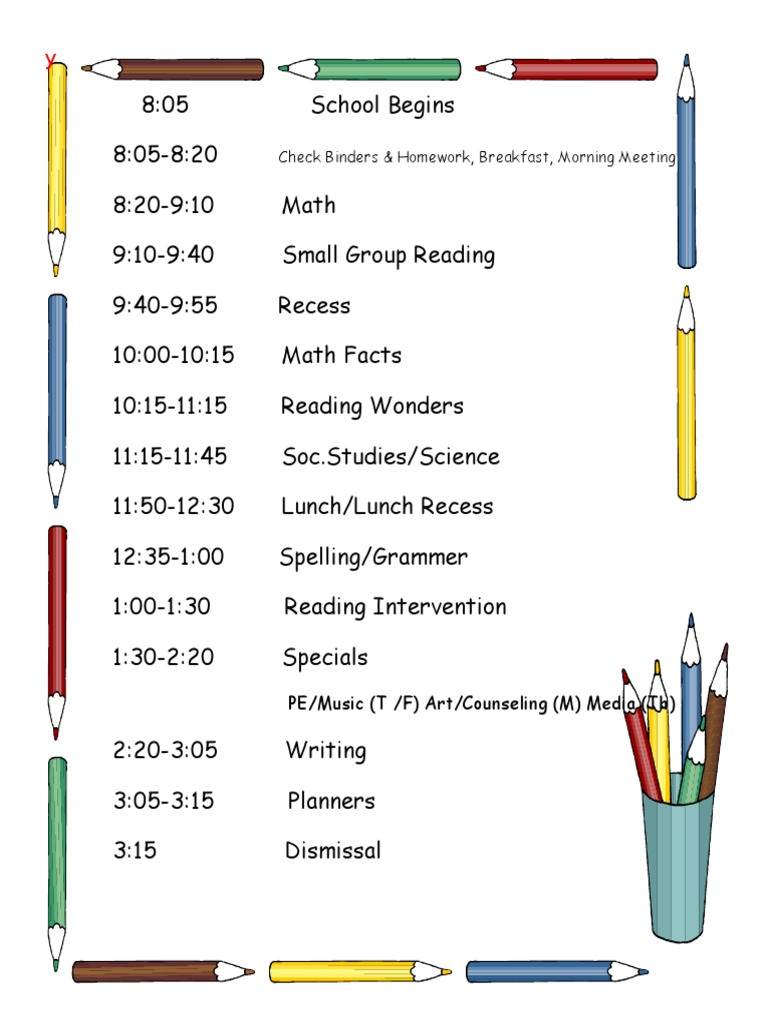 Daily School Schedule Overview | PDF