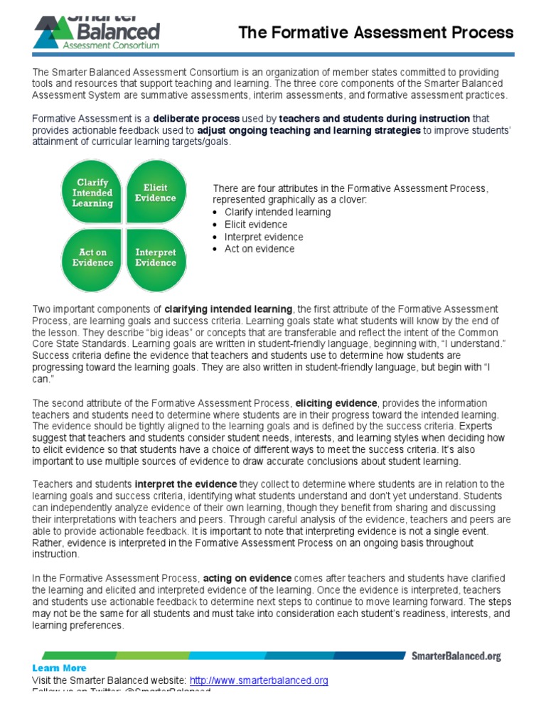 The Formative Assessment Process | PDF | Educational Assessment ...