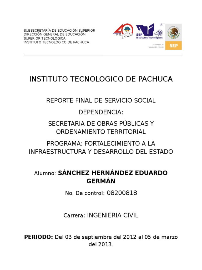 Informe Final de Servicio Social en Ingeniería Civil | PDF | Sociedad ...