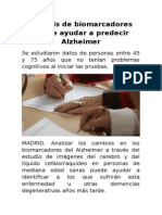 Análisis de Biomarcadores Puede Ayudar A Predecir Alzheimer