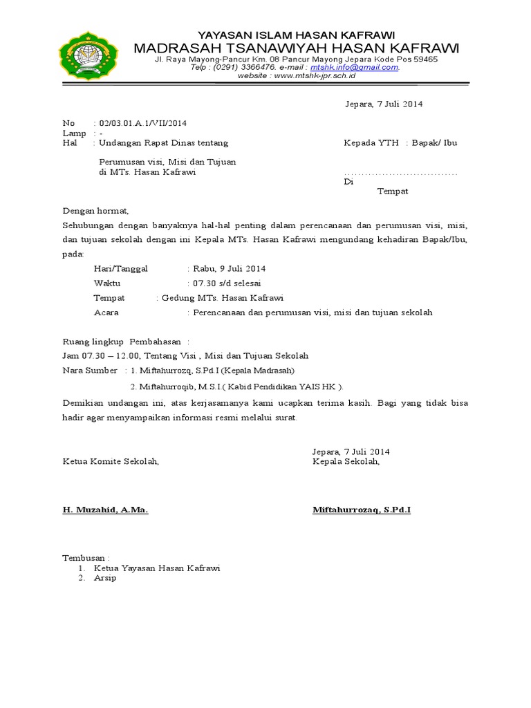 Berita Acara Penyusunan Visi Misi Dan Tujuan