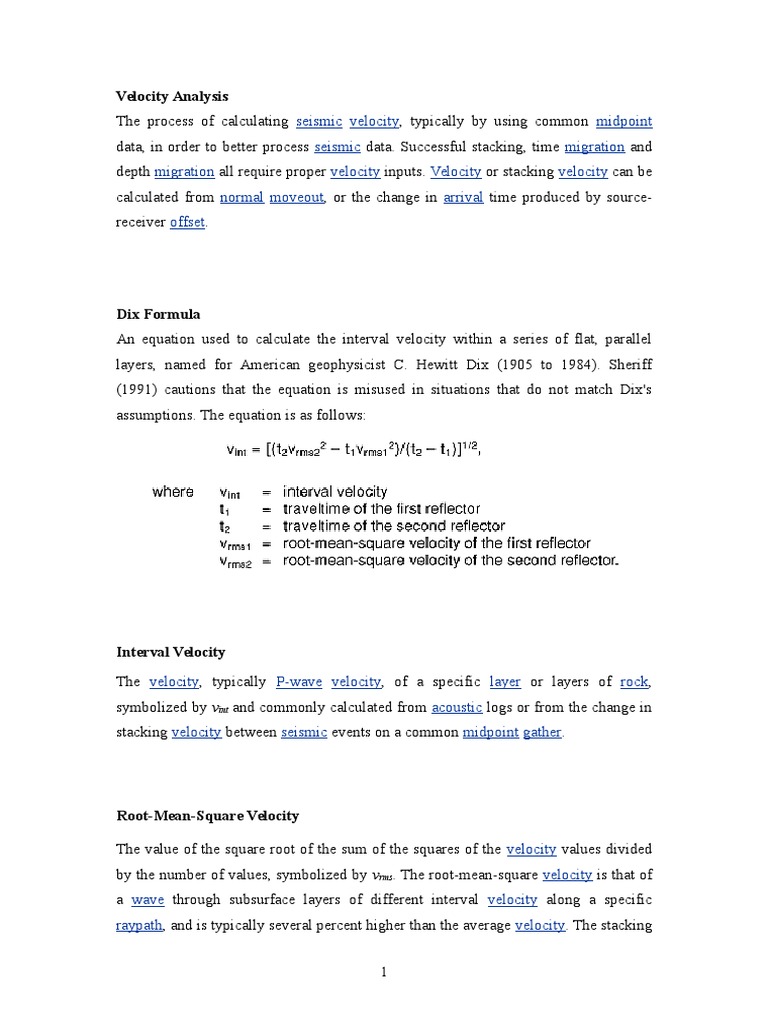 Velocity Analysis | PDF
