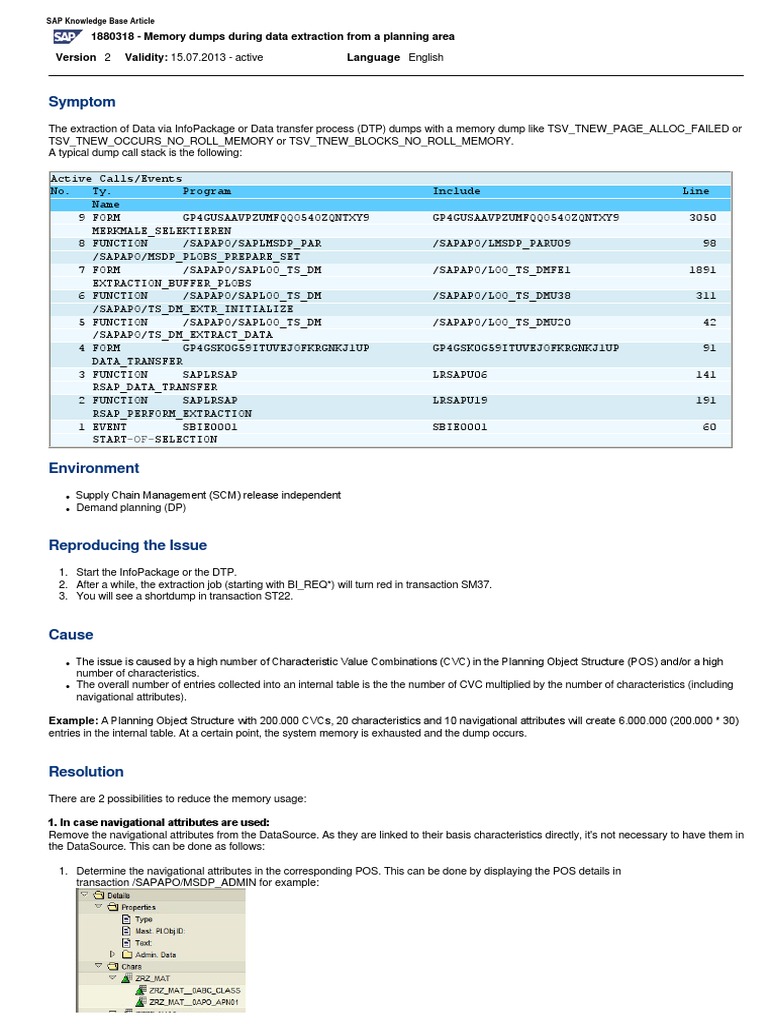 Memory Dumps During Data Extraction From A Planning Area | PDF | Data ...