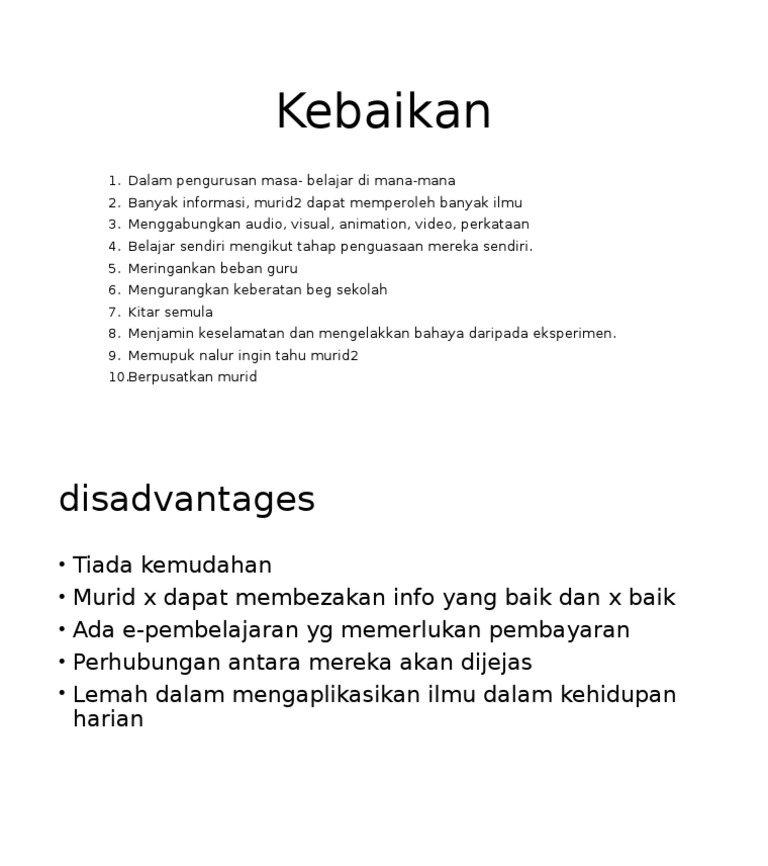 Kebaikan Dan Keburukan E Learning Pdf
