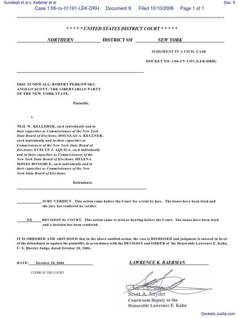 United States District Court * * * * * Northern District Of New York