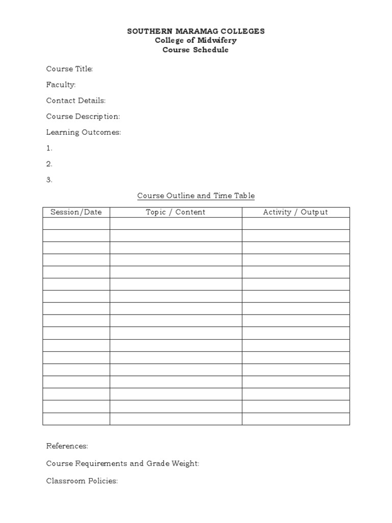 course-schedule-format-pdf