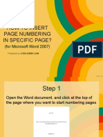 How to insert page numbers in specific pages in Word