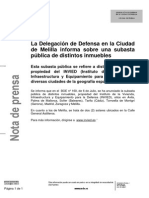 La Delegación de Defensa en La Ciudad de Melilla Informa Sobre Una Subasta Pública de Distintos Inmuebles