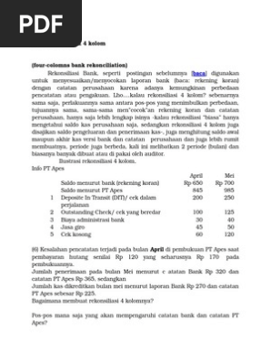 Rekonsiliasi Bank 4 Kolom Pdf