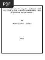 Moodley P Indentured Indians Immigration to Natal 1860-1870 Caste System