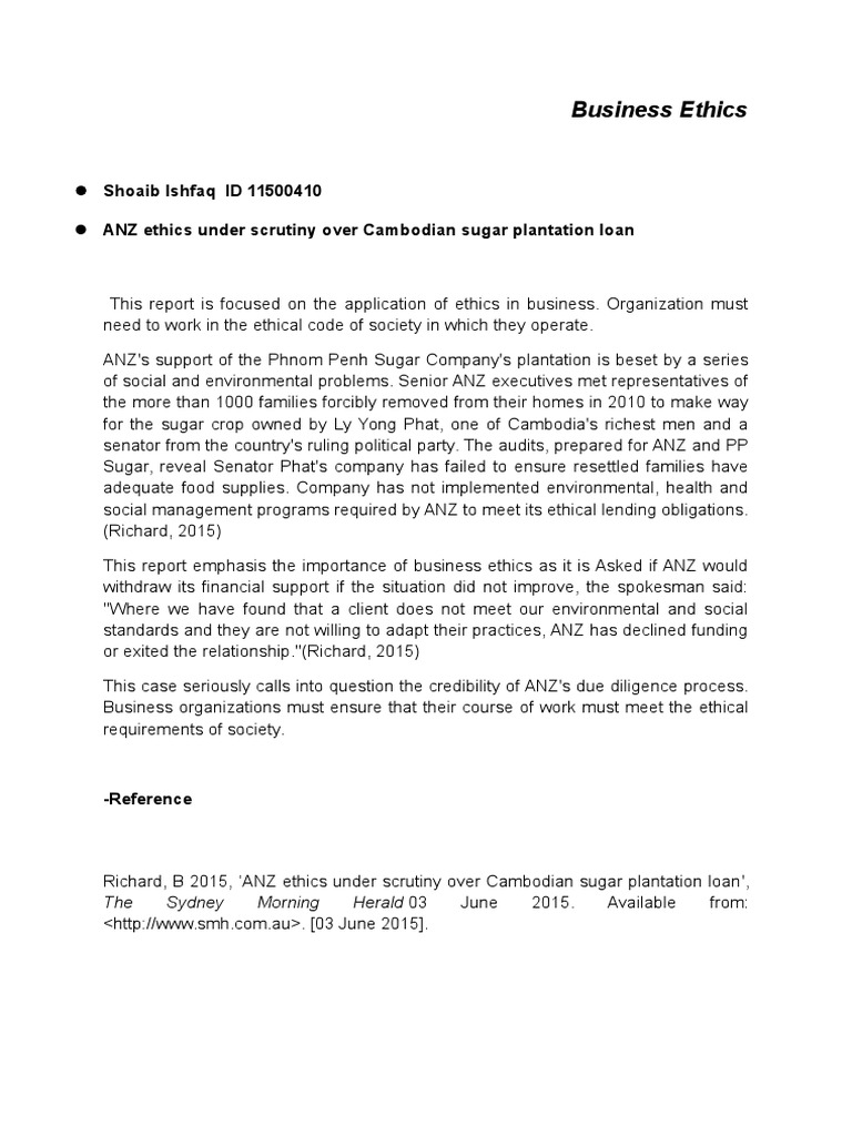 Business Ethics Report | PDF