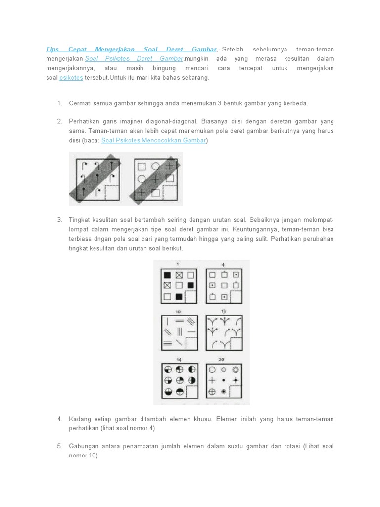 Tips Cepat Mengerjakan Soal Deret Gambar