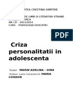 Criza Personalitatii in Adolescenta