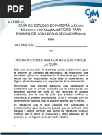 Guía de Estudio de Matemáticas para Examen de Admisión A Secundaria