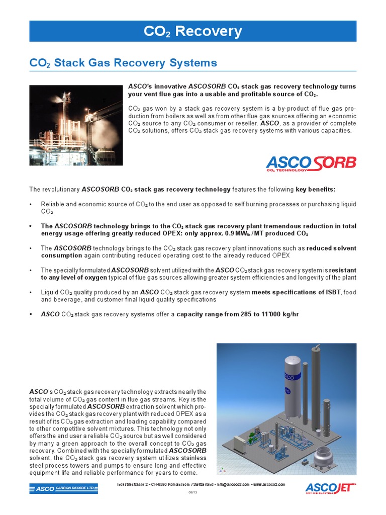 ASCO CO2 Stack Gas Recovery Systems | PDF | Carbon Dioxide | Boiler