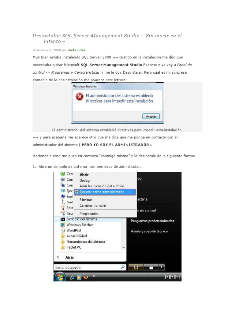 Desinstalar SQL Server Management Studio | PDF | Servidor SQL de ...