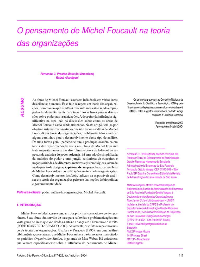 Foucault e a Teoria das Organizações | PDF | Michel Foucault | Poder ...