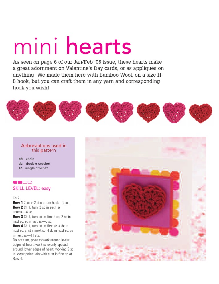Free Mini Crochet Heart Pattern PDF | PDF | Crochet | Folk Art