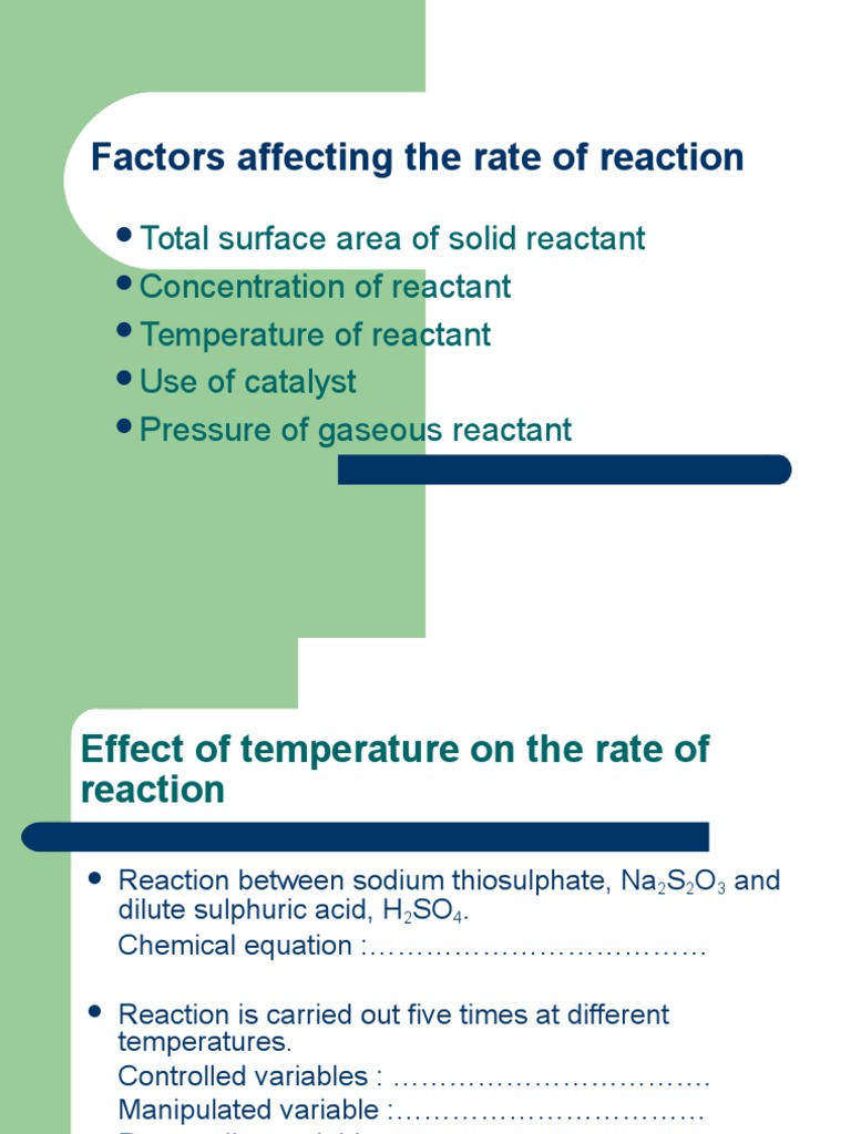 Factors Influencing Reaction Rates | PDF | Teaching Methods & Materials ...