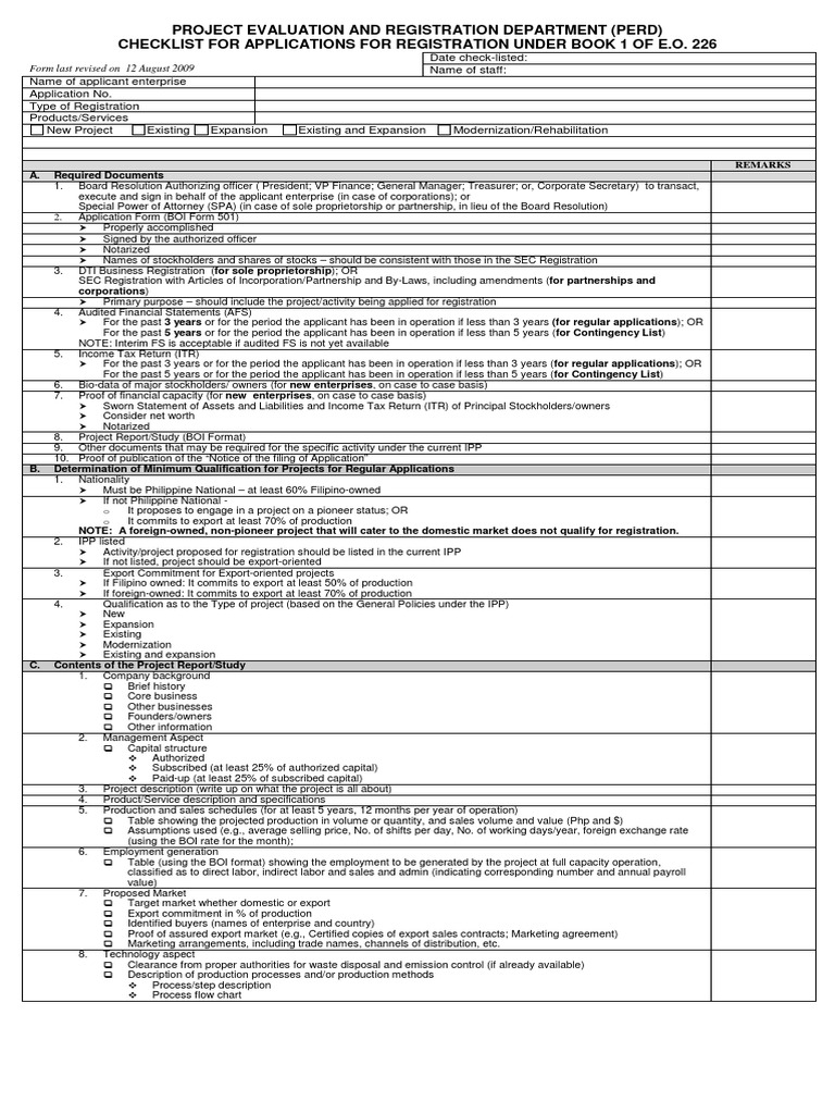 PERD Application Registration Checklist | PDF | Exports | Financial ...