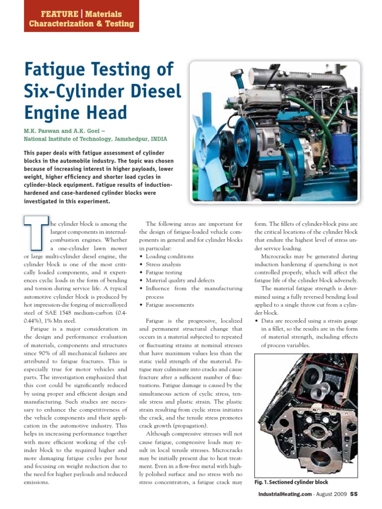 Fatigue Testing of Six-Cylinder Diesel Engine Head | Fatigue (Material ...