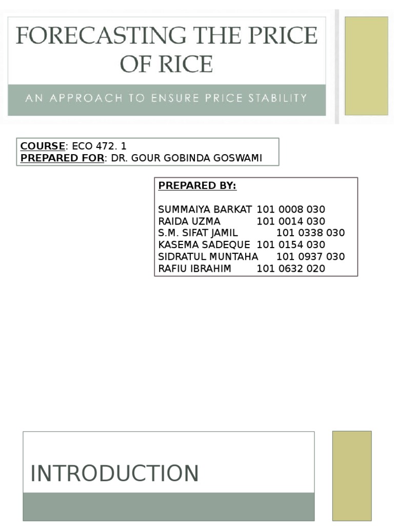 Rice Price Forecasting in Bangladesh 2013-2018 | PDF | Stationary ...