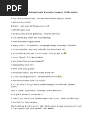 Dialog Percakapan Bahasa Inggris 3 Orang Berlangsung Di Toko Sepatu Pdf