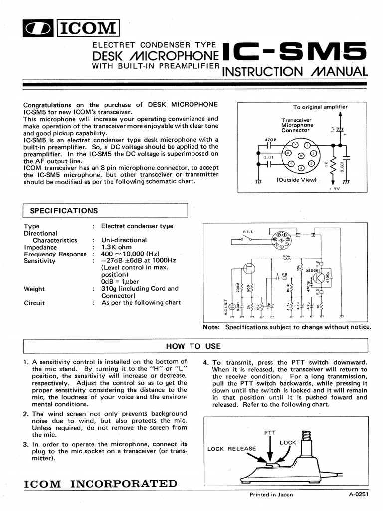 Icom Sm5 Manual