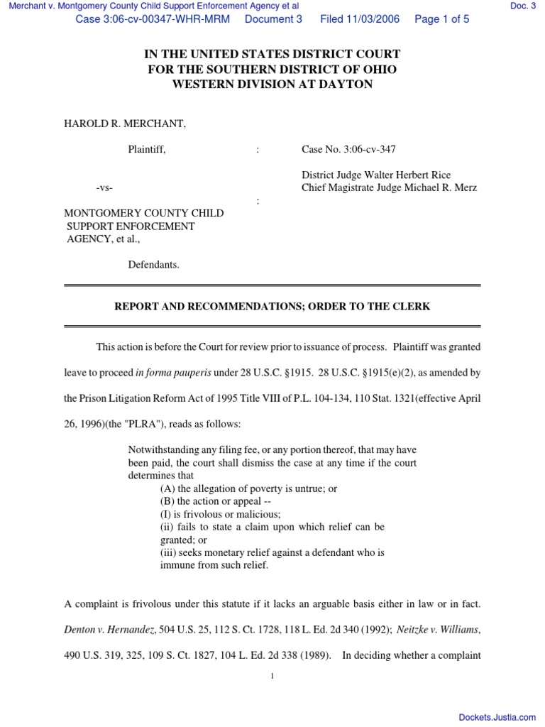 Merchant v. Montgomery County Child Support Enforcement Agency Et Al ...