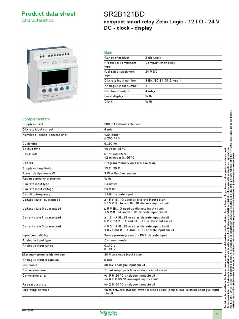 Zelio Logic SR2B121BD | Relay | Electronic Circuits