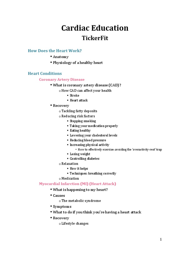Cardiac Education PDF