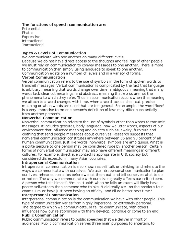 The Functions of Speech Communication Are PDF Nonverbal