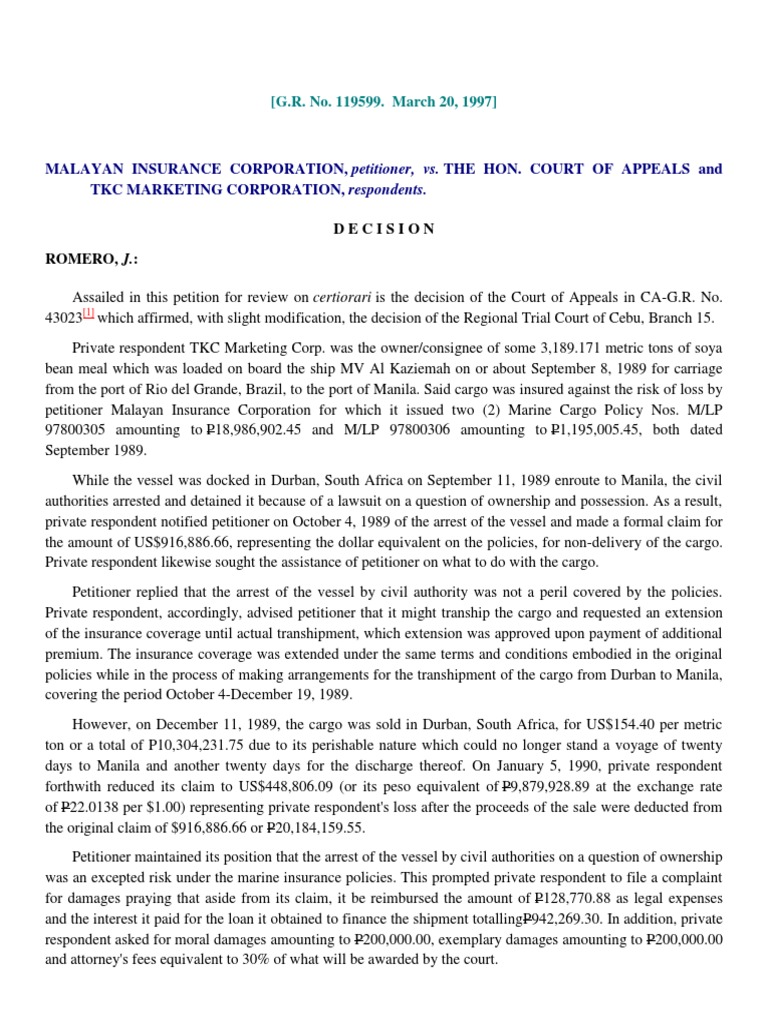 Malayan Insurance Corp Vs CA | PDF | Insurance | Common Law