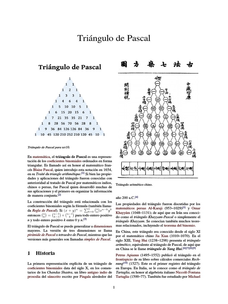 Triángulo de Pascal | PDF | Geometría del plano euclidiano | Geometría ...
