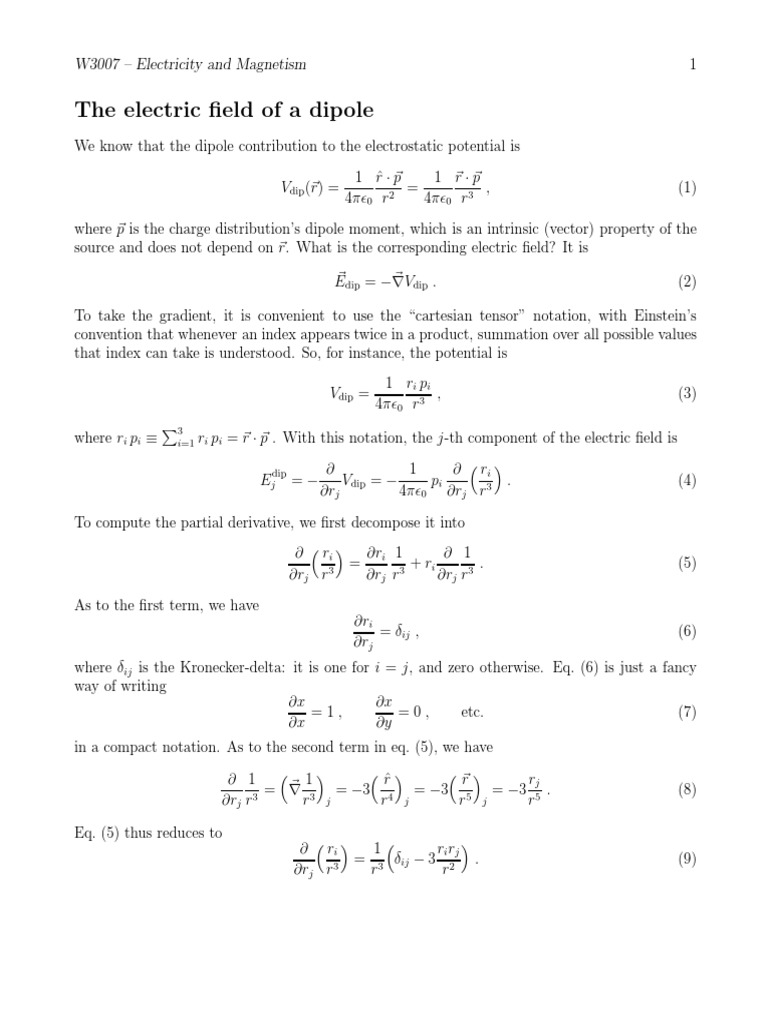 Electric Field of a Dipole Explained | PDF