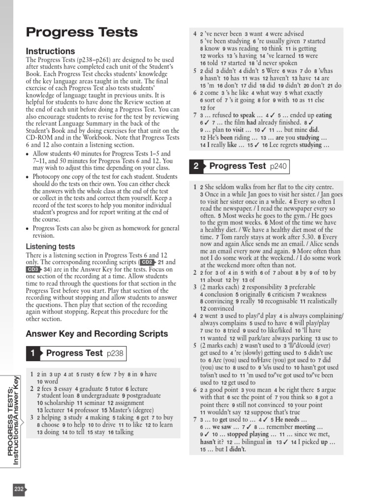 Progress Tests Answer Key Guide | PDF | Dolphin | Sneakers